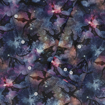 Galaxy Dragons Purple Long Sleeve Button Up Shirt Geek Nerd 0925 adult sizing All Adult Button Up Shirts