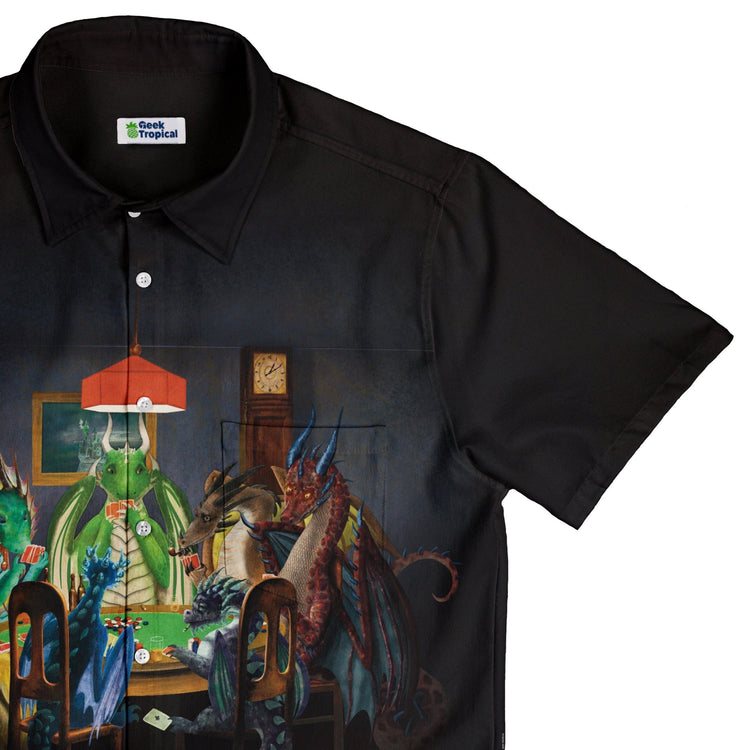 Gambling Dragons Button Up Shirt Geek Nerd 0925 adult sizing All Adult Button Up Shirts