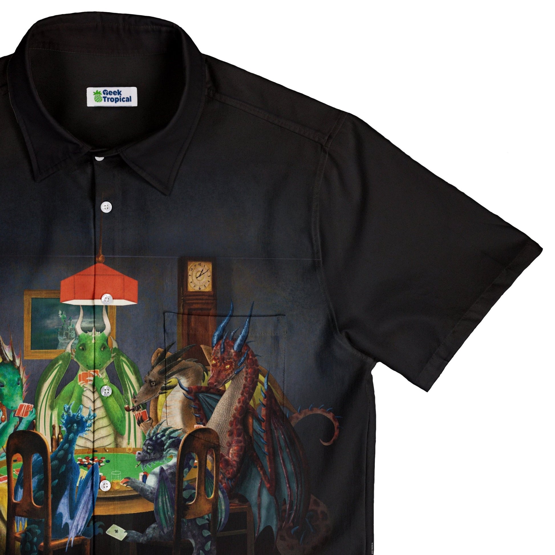 Gambling Dragons Button Up Shirt Geek Nerd 0925 adult sizing All Adult Button Up Shirts