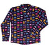 Game Controllers Purple Video Game Long Sleeve Button Up Shirt Geek Nerd adult sizing FLOW DESC WRITING video game arcade print