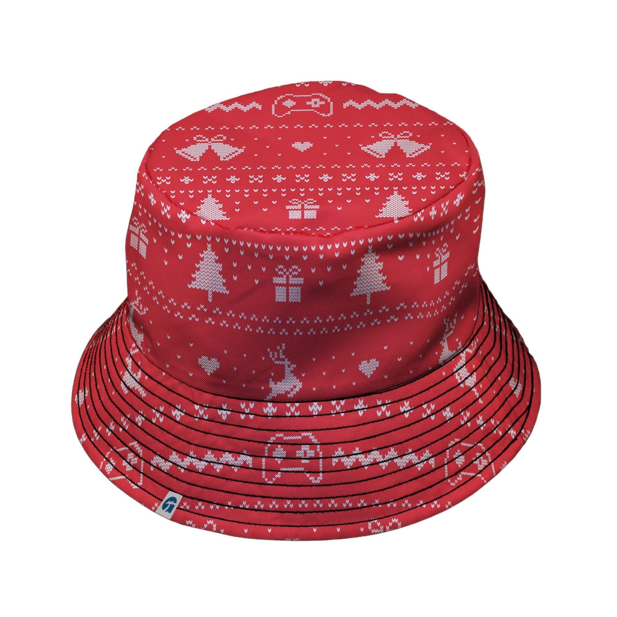 Gamer Christmas Sweater Bucket Hat Geek Nerd Christmas Print Design by Tobe Fonseca lx - B