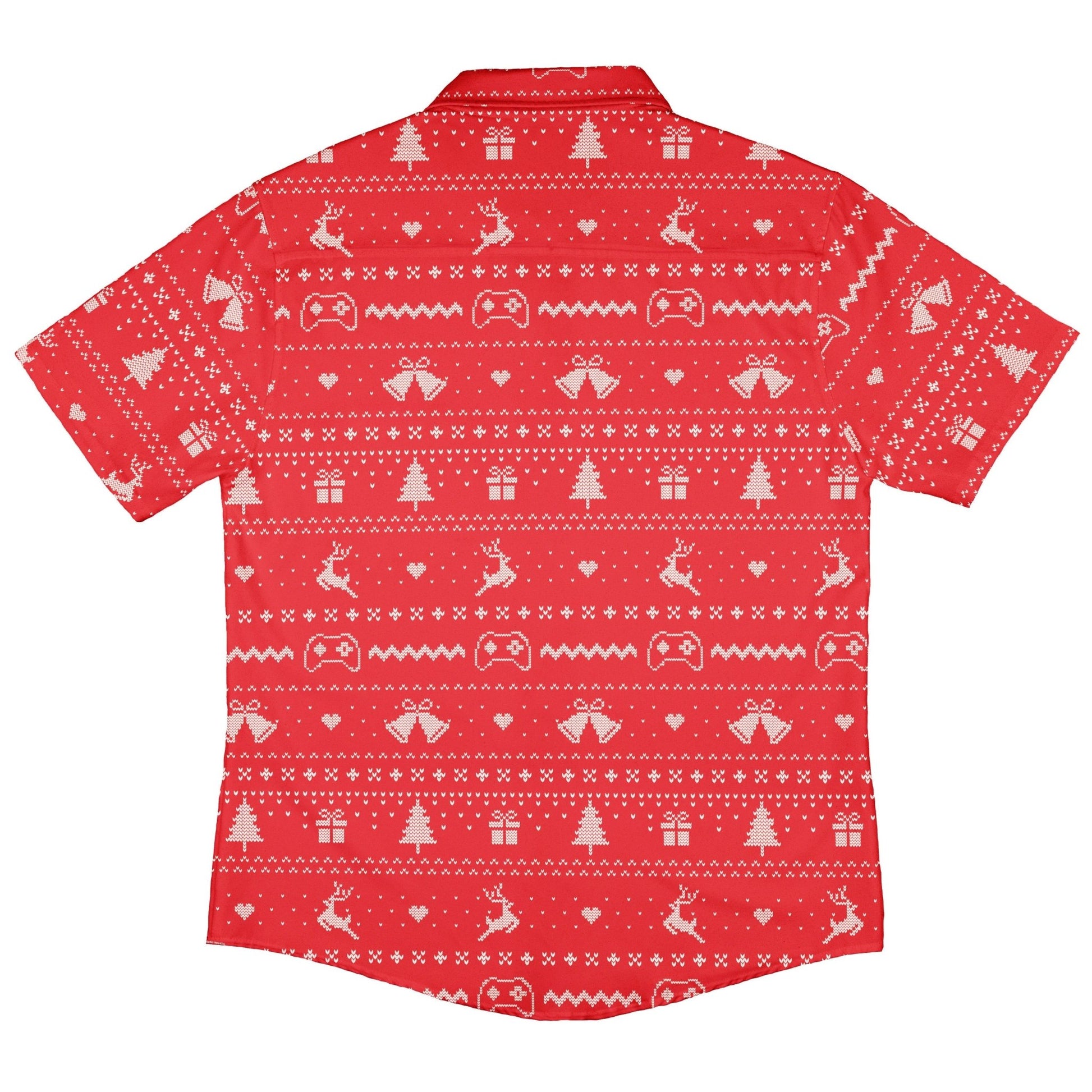 Gamer Christmas Sweater Button Up Shirt Geek Nerd adult sizing Christmas Print Design by Tobe Fonseca