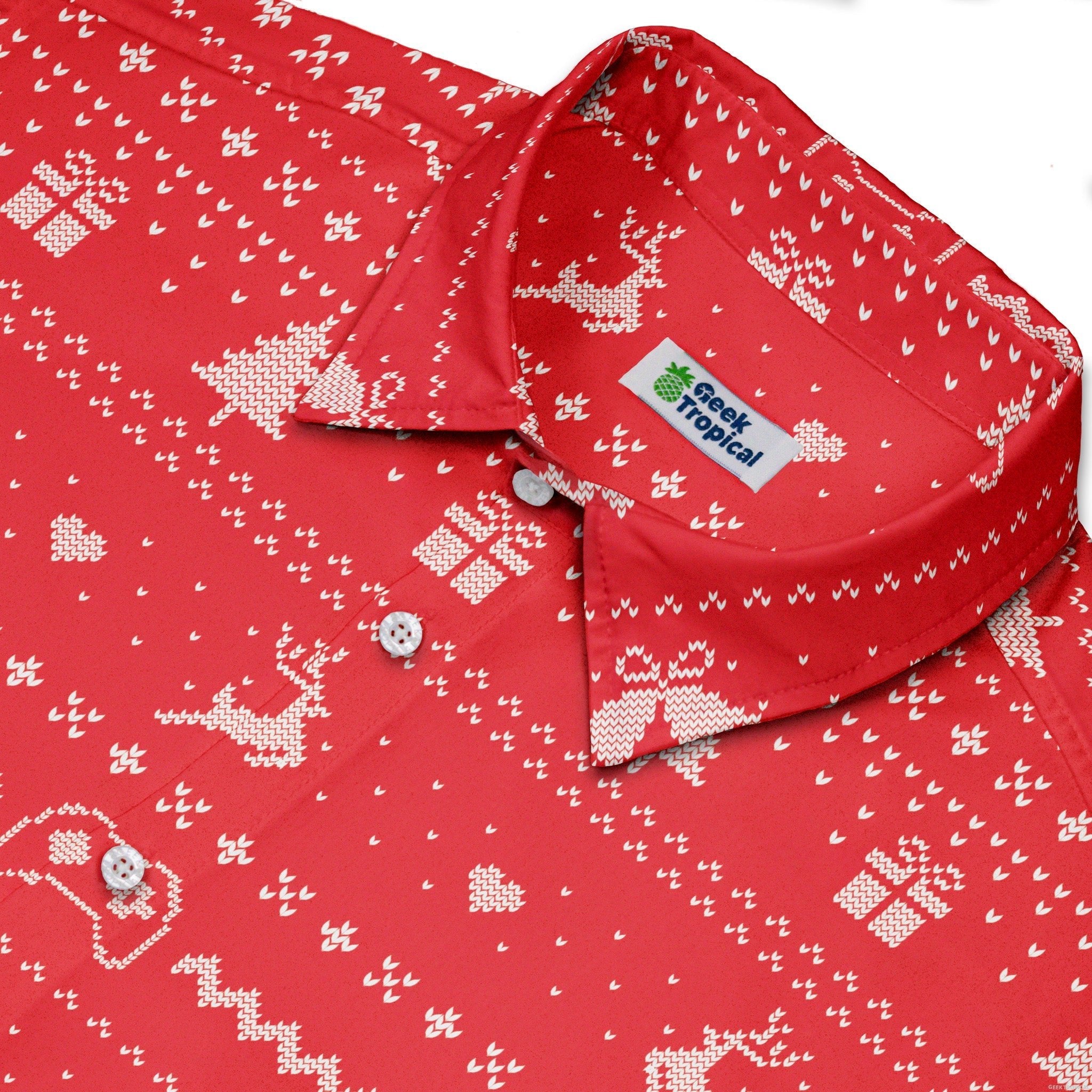 Gamer Christmas Sweater Button Up Shirt Geek Nerd adult sizing Christmas Print Design by Tobe Fonseca