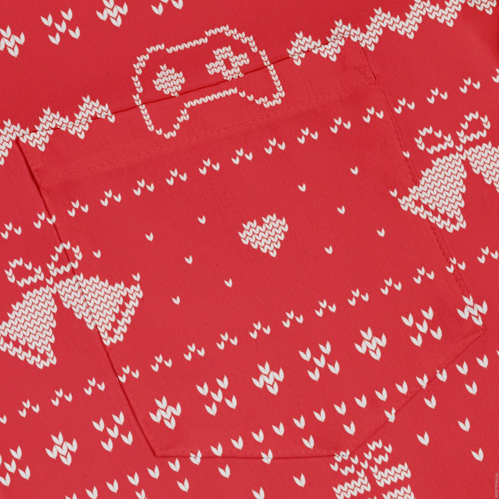 Gamer Christmas Sweater Button Up Shirt Geek Nerd adult sizing Christmas Print Design by Tobe Fonseca