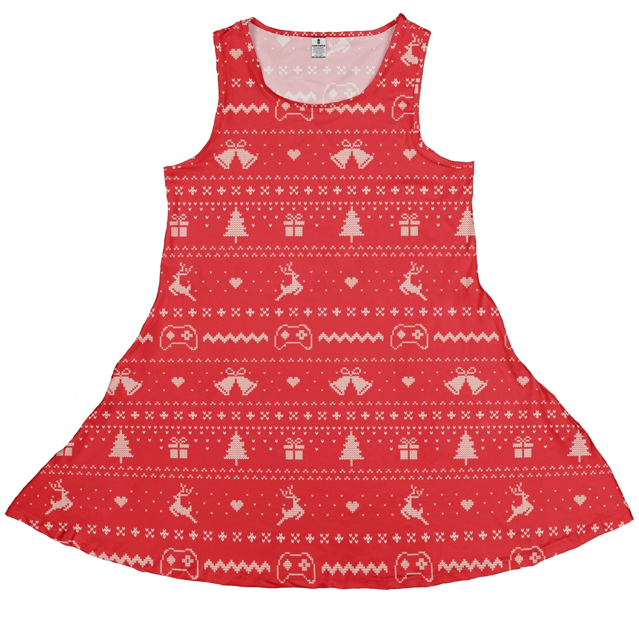 Gamer Christmas Sweater Dress Geek Nerd Christmas Print Design by Tobe Fonseca lx - C