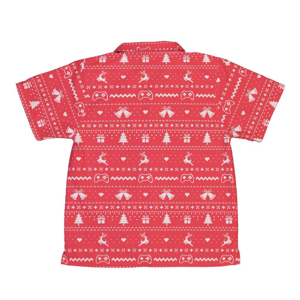 Gamer Christmas Sweater Youth Hawaiian Shirt Geek Nerd Christmas Print Design by Tobe Fonseca q4