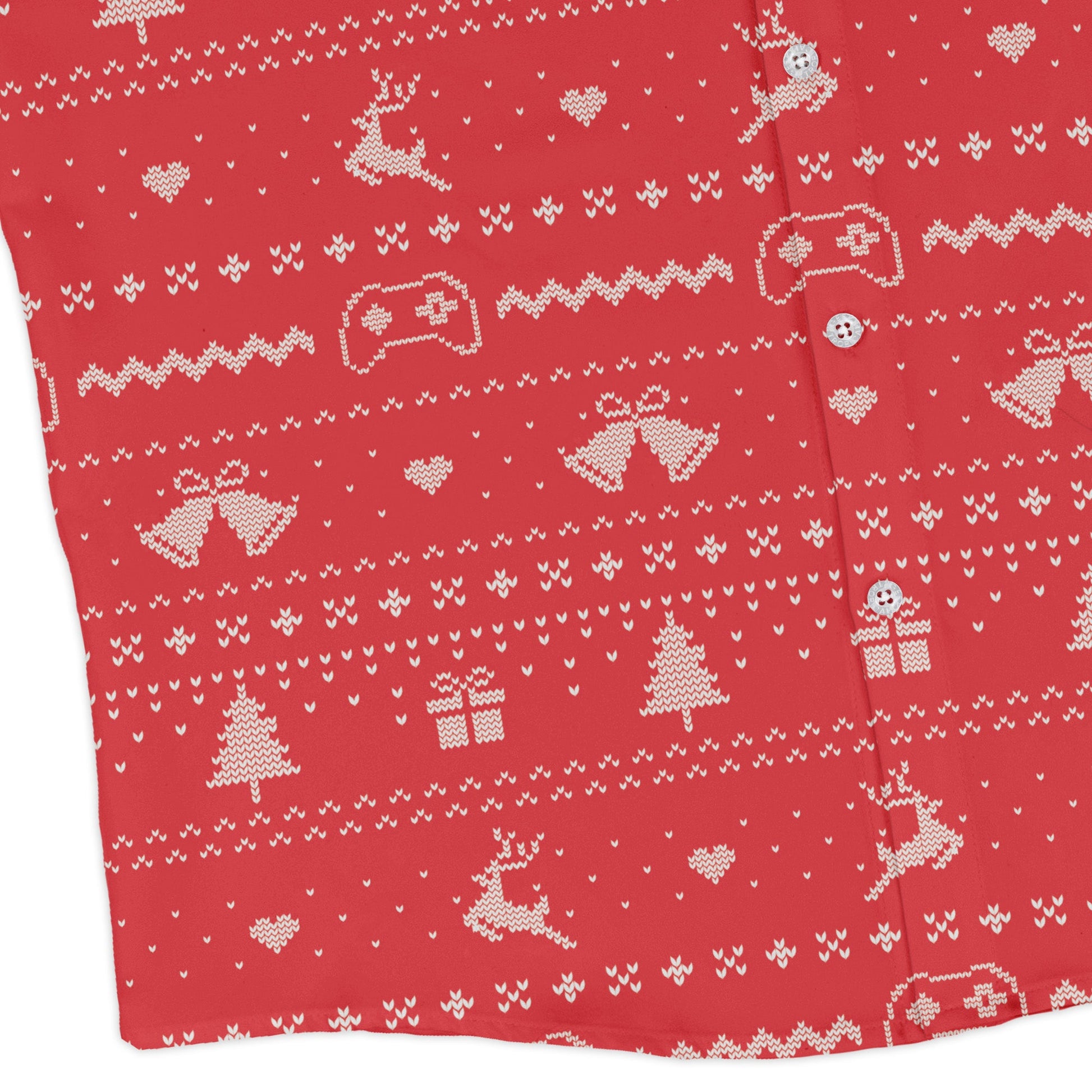 Gamer Christmas Sweater Long Sleeve Button Up Shirt Geek Nerd adult sizing Christmas Print Design by Tobe Fonseca