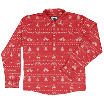 Gamer Christmas Sweater Long Sleeve Button Up Shirt Geek Nerd adult sizing Christmas Print Design by Tobe Fonseca