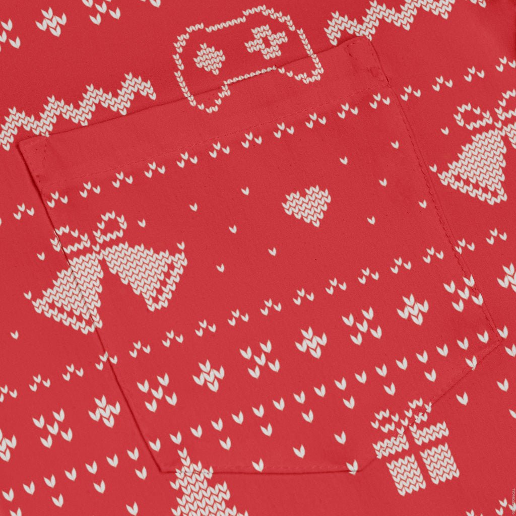 Gamer Christmas Sweater Long Sleeve Button Up Shirt Geek Nerd adult sizing Christmas Print Design by Tobe Fonseca