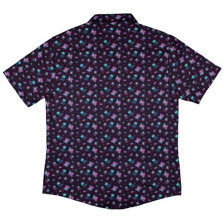 Gaming Consoles Anime Purple Button Up Shirt Geek Nerd adult sizing Design by Ardi Tong q225
