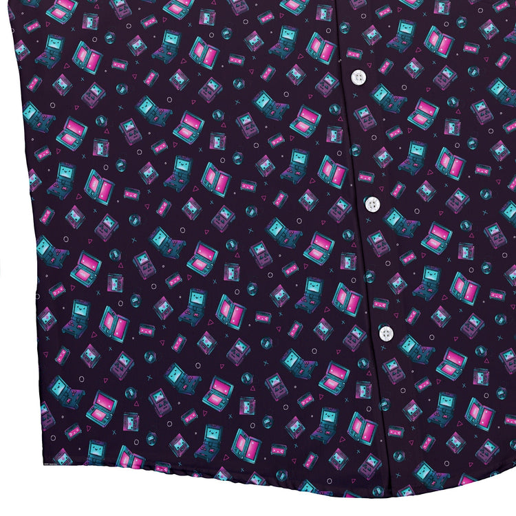Gaming Consoles Anime Purple Button Up Shirt Geek Nerd adult sizing Design by Ardi Tong q225