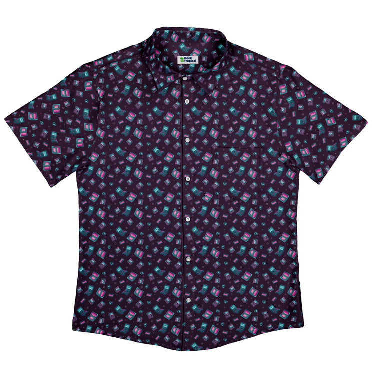 Gaming Consoles Anime Purple Button Up Shirt Geek Nerd adult sizing Design by Ardi Tong q225