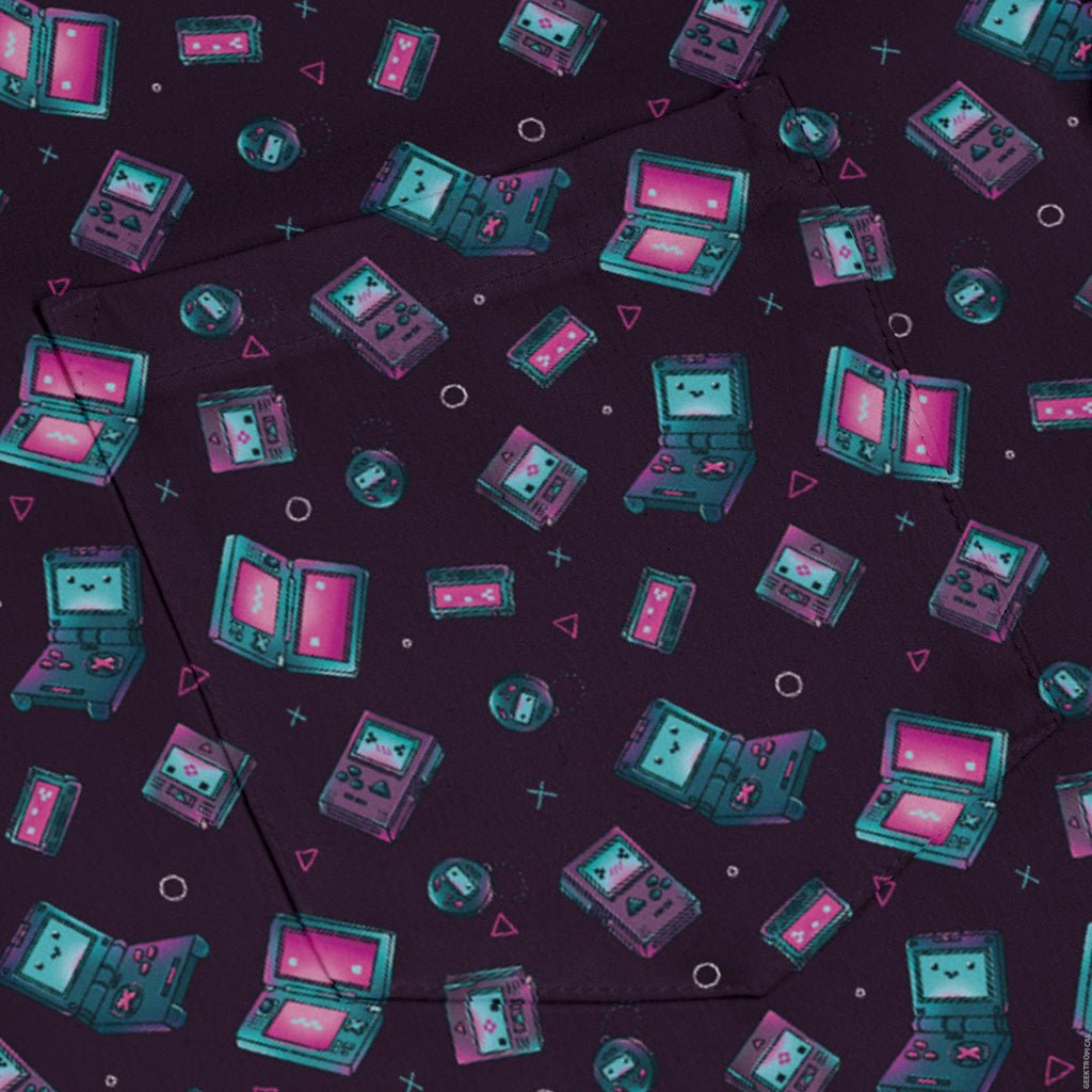 Gaming Consoles Anime Purple Long Sleeve Button Up Shirt Geek Nerd adult sizing Design by Ardi Tong FLOW DESC WRITING