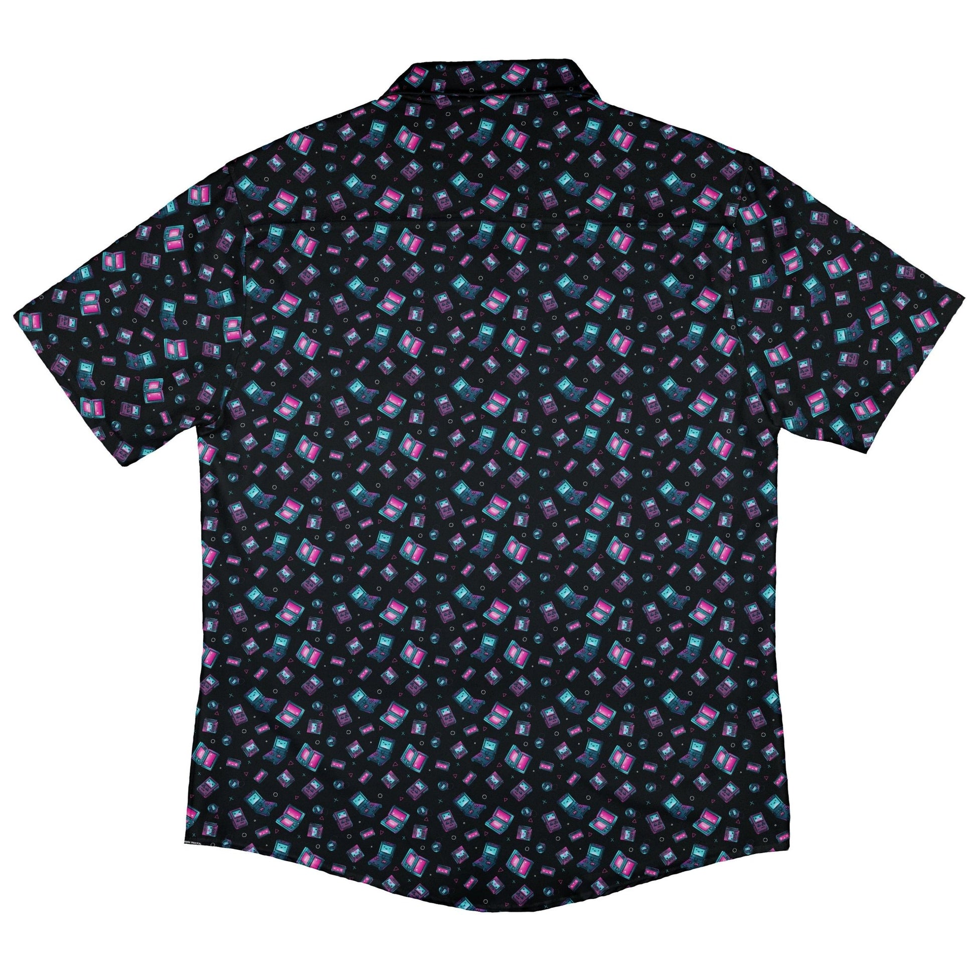 Gaming Consoles Anime Teal Button Up Shirt Geek Nerd adult sizing Design by Ardi Tong q225