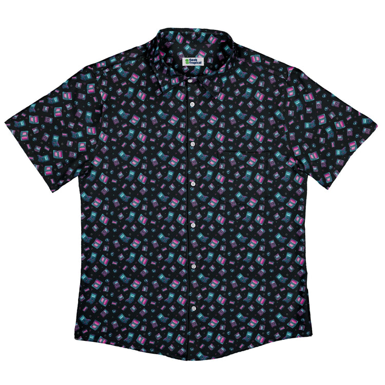 Gaming Consoles Anime Teal Button Up Shirt Geek Nerd adult sizing Design by Ardi Tong q225