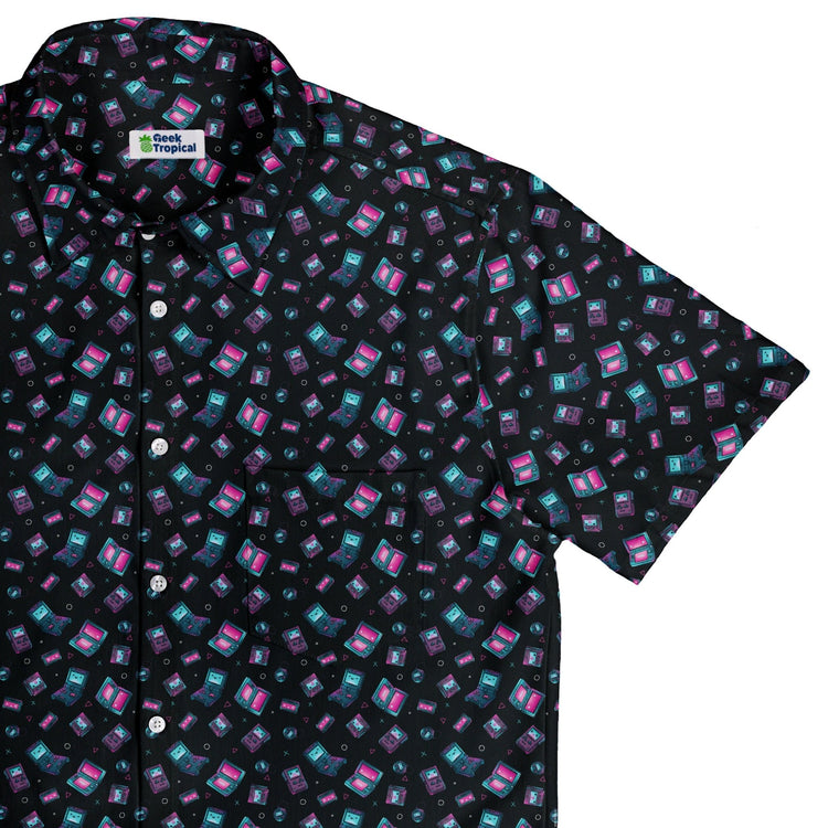 Gaming Consoles Anime Teal Button Up Shirt Geek Nerd adult sizing Design by Ardi Tong q225