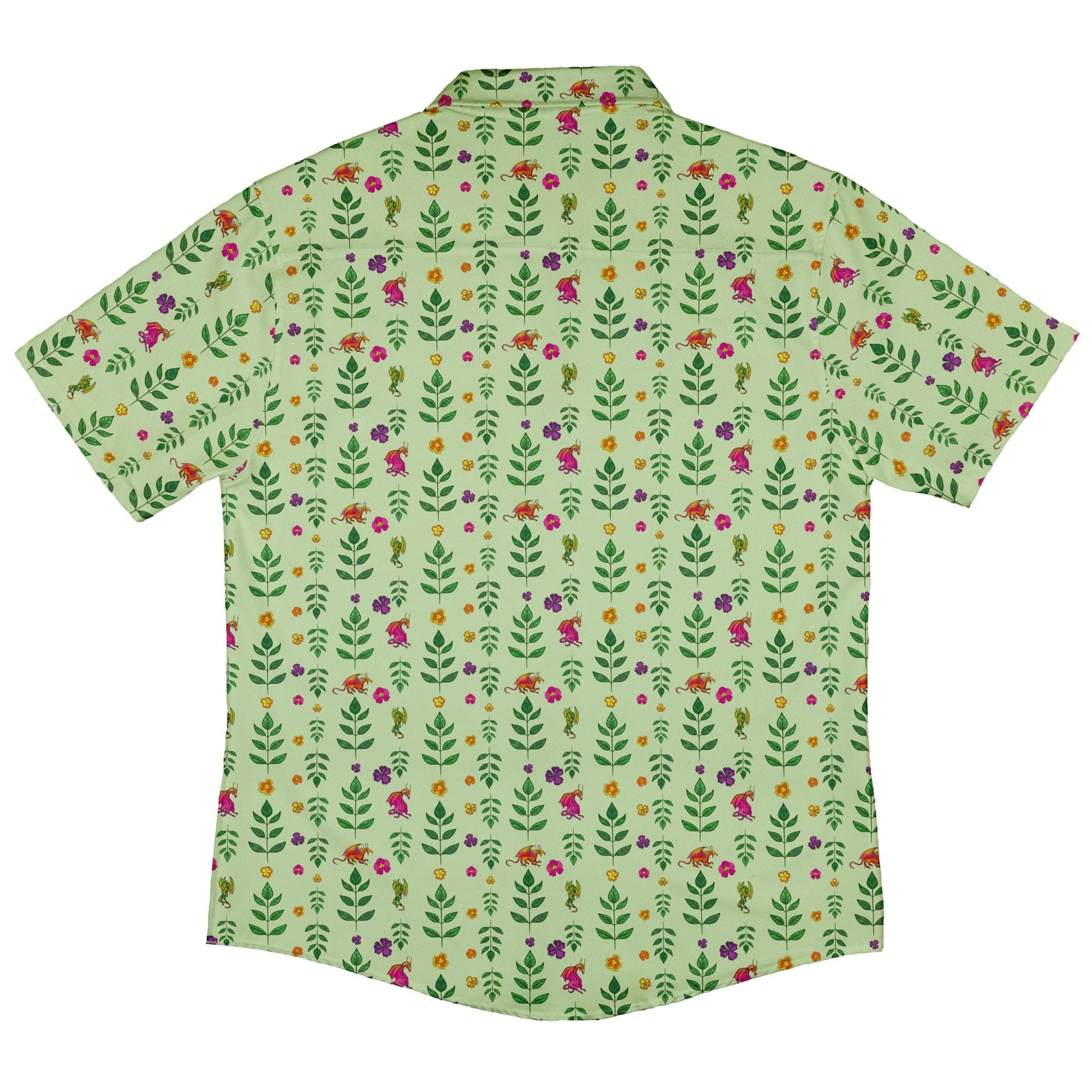 Garden Dragons Fantasy Button Up Shirt - adult sizing - Designed by Rose Khan - Fantasy Prints