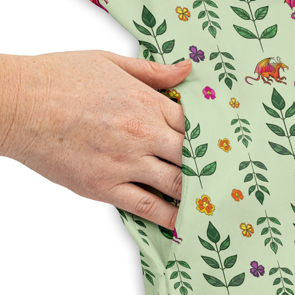 Garden Dragons Fantasy Dress Geek Nerd Designed by Rose Khan Fantasy Prints lx - C