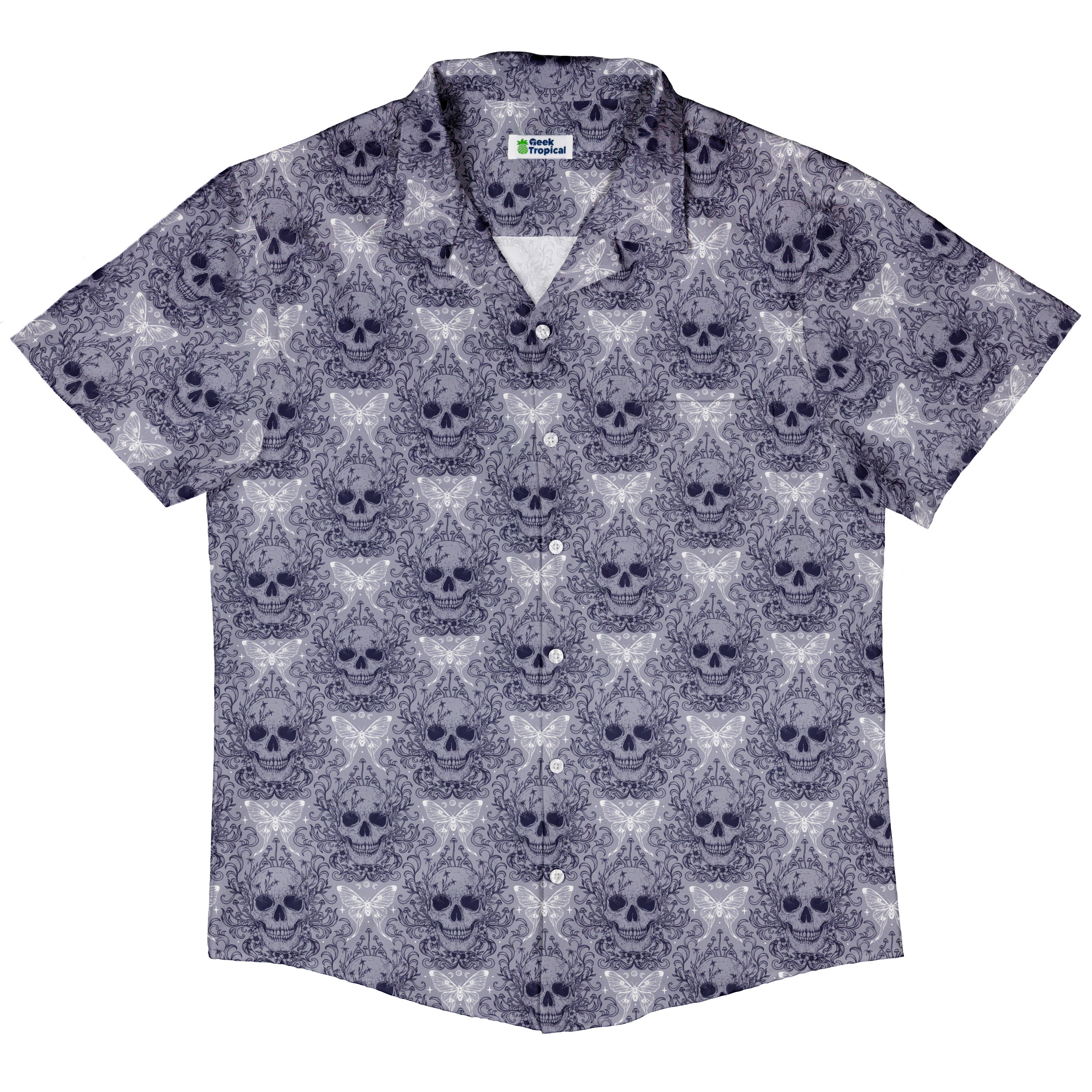 Garden Glow Skull Button Up Shirt Hawaiian Front