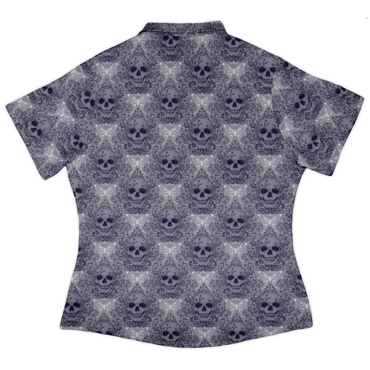 Garden Glow Skull Curvy Button Up Shirt womens back