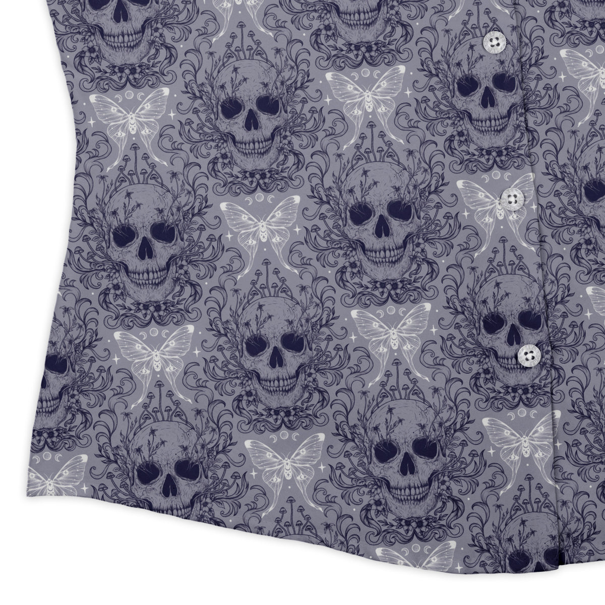 Garden Glow Skull Curvy Button Up Shirt womens corner