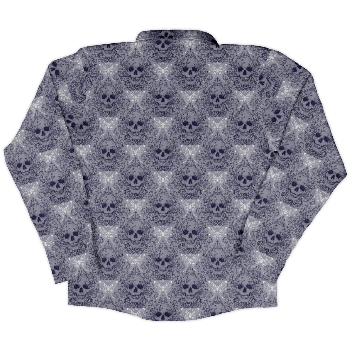 Garden Glow Skull Long Sleeve Button Up Shirt back