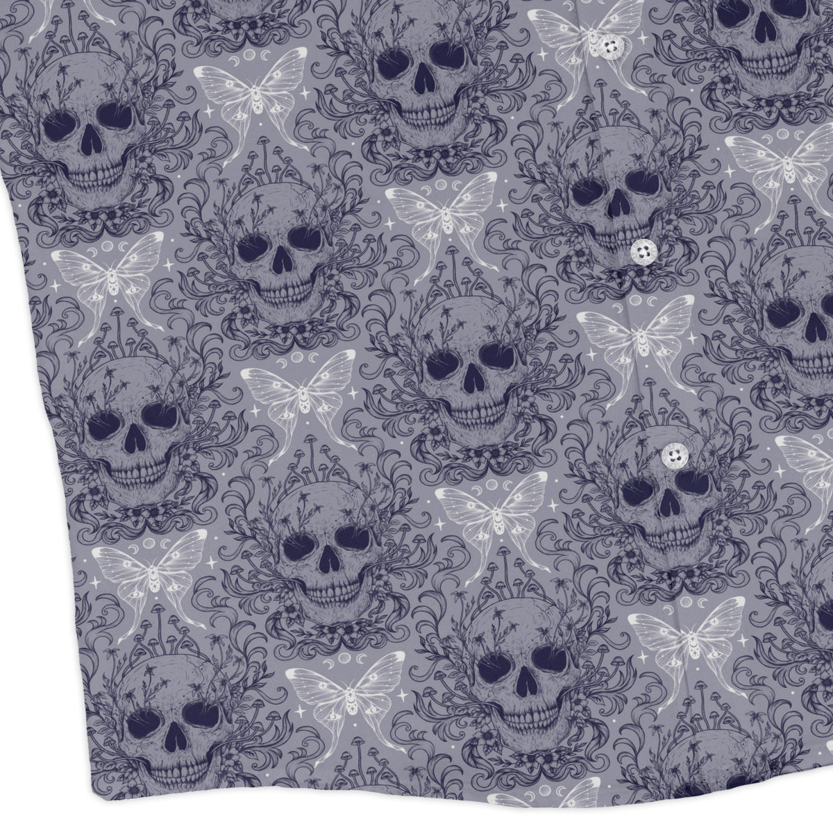 Garden Glow Skull Long Sleeve Button Up Shirt corner