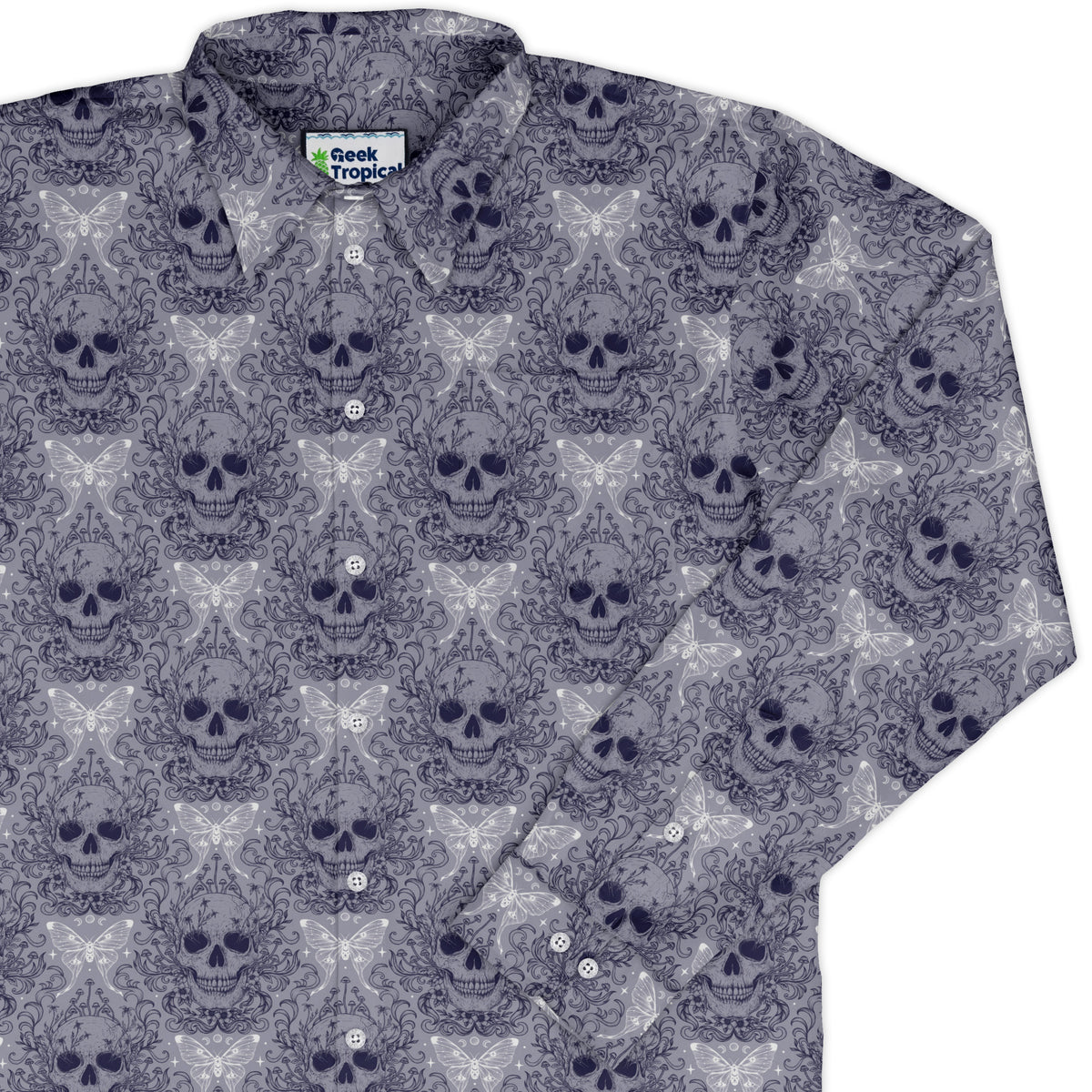 Garden Glow Skull Long Sleeve Button Up Shirt cover