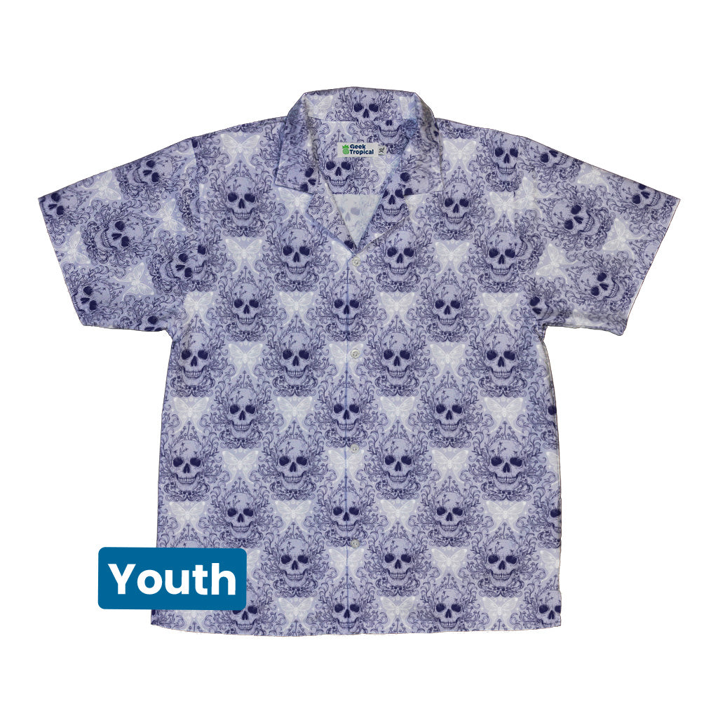 Garden Glow Skull Youth Hawaiian Shirt Front