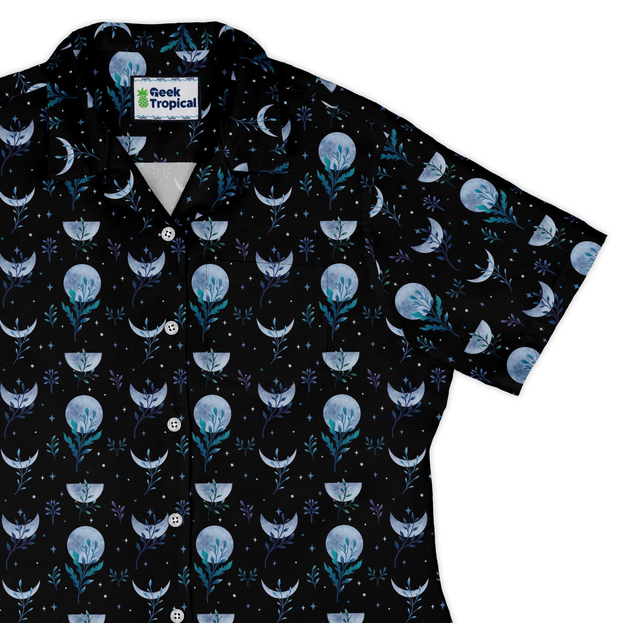 Garden Phase Curvy Button Up Shirt Geek Nerd Botany Print Design by Episodic q4