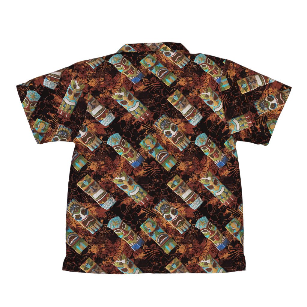 Geek Tiki Masks Burnt Red Youth Hawaiian Shirt - board game print - computer print - Designs by Nathan