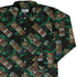 Geek Tiki Masks Dark Green Long Sleeve Button Up Shirt Geek Nerd adult sizing board game print computer print