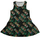 Geek Tiki Masks Dark Green Dress Geek Nerd board game print computer print Designs by Nathan