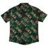 Geek Tiki Masks Dark Green Button Up Shirt - adult sizing - board game print - computer print