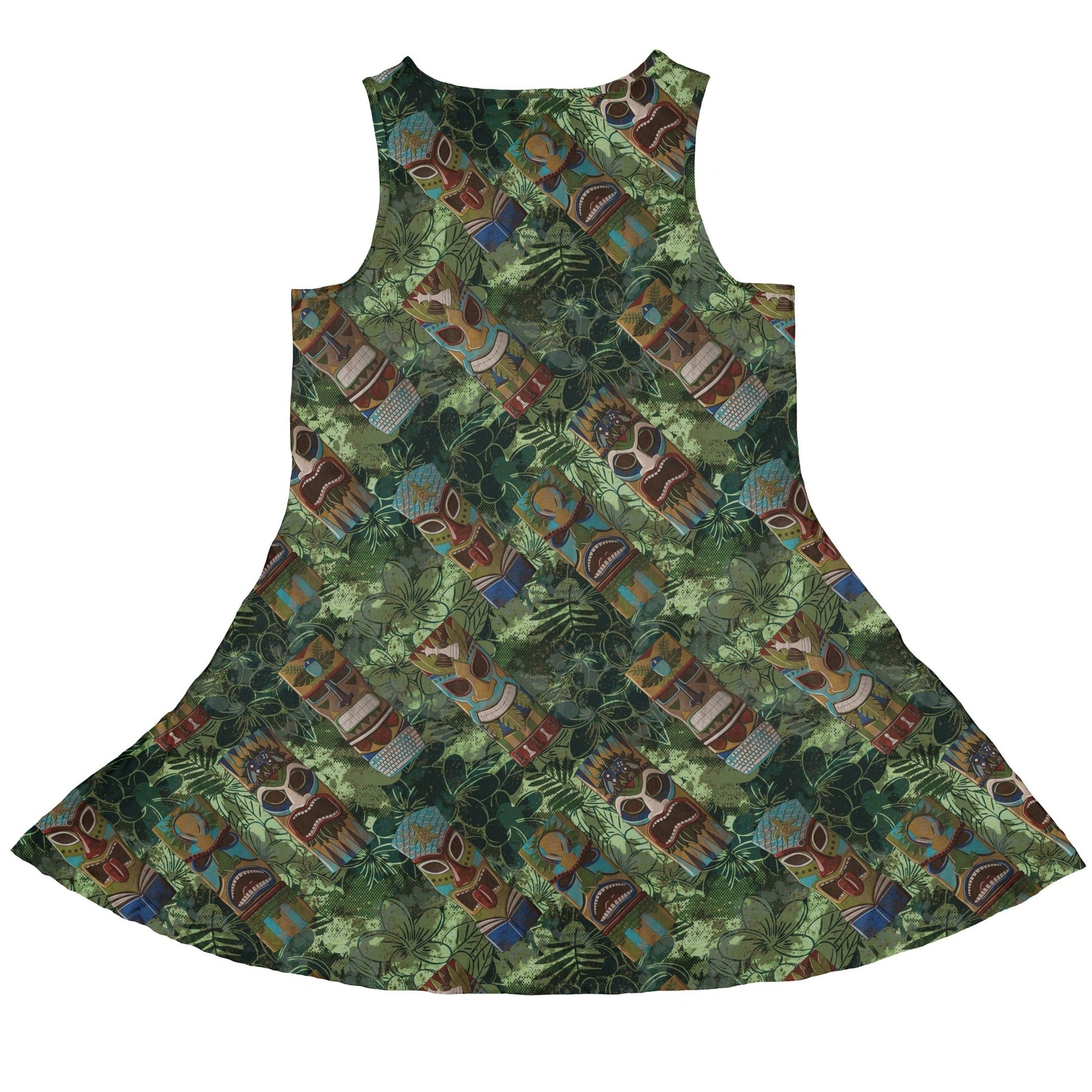 Geek Tiki Masks Light Green Dress Geek Nerd board game print computer print Designs by Nathan
