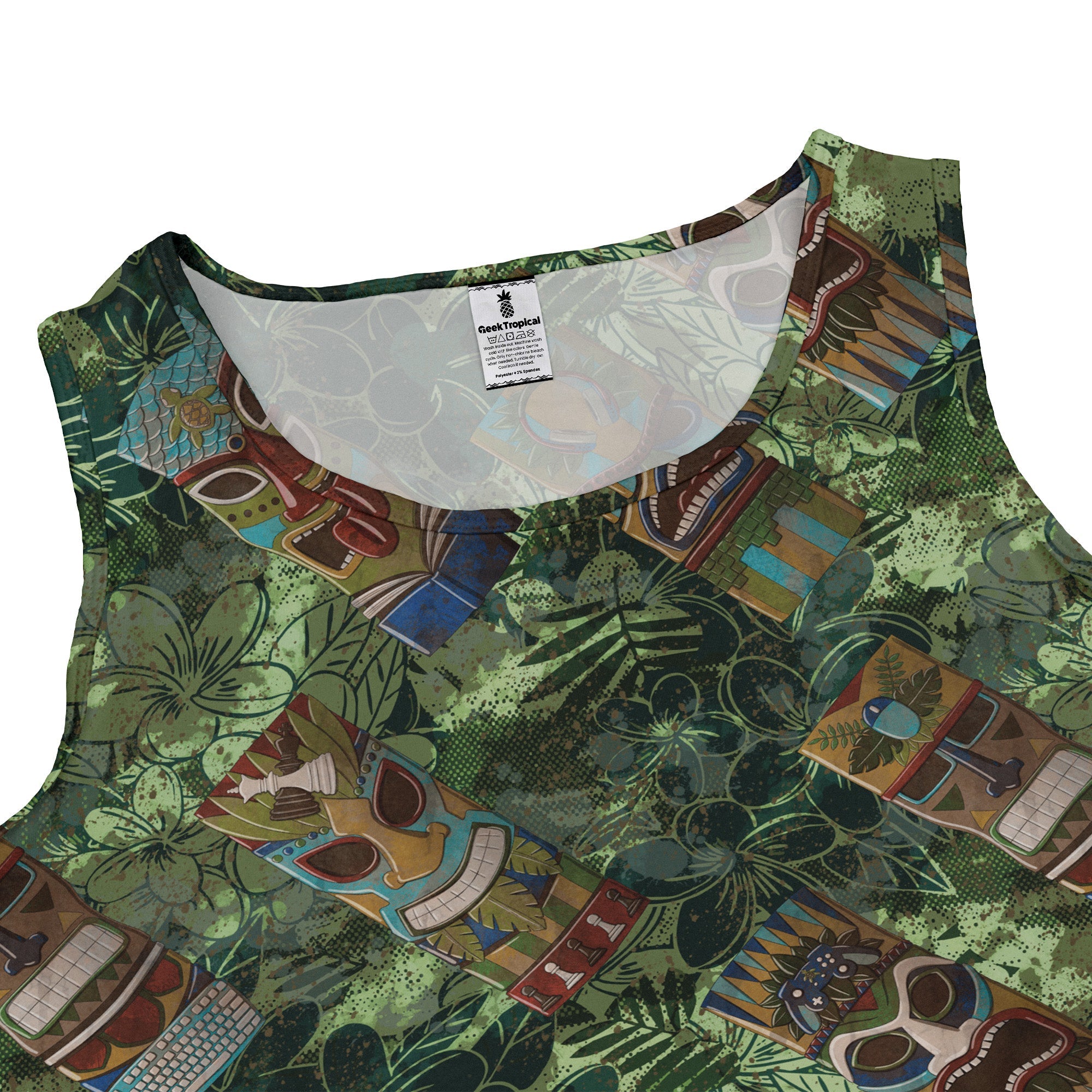 Geek Tiki Masks Light Green Dress Geek Nerd board game print computer print Designs by Nathan
