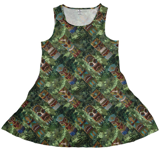Geek Tiki Masks Light Green Dress Geek Nerd board game print computer print Designs by Nathan