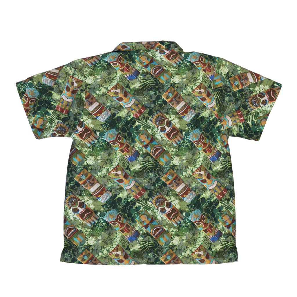 Geek Tiki Masks Light Green Youth Hawaiian Shirt - board game print - computer print - Designs by Nathan