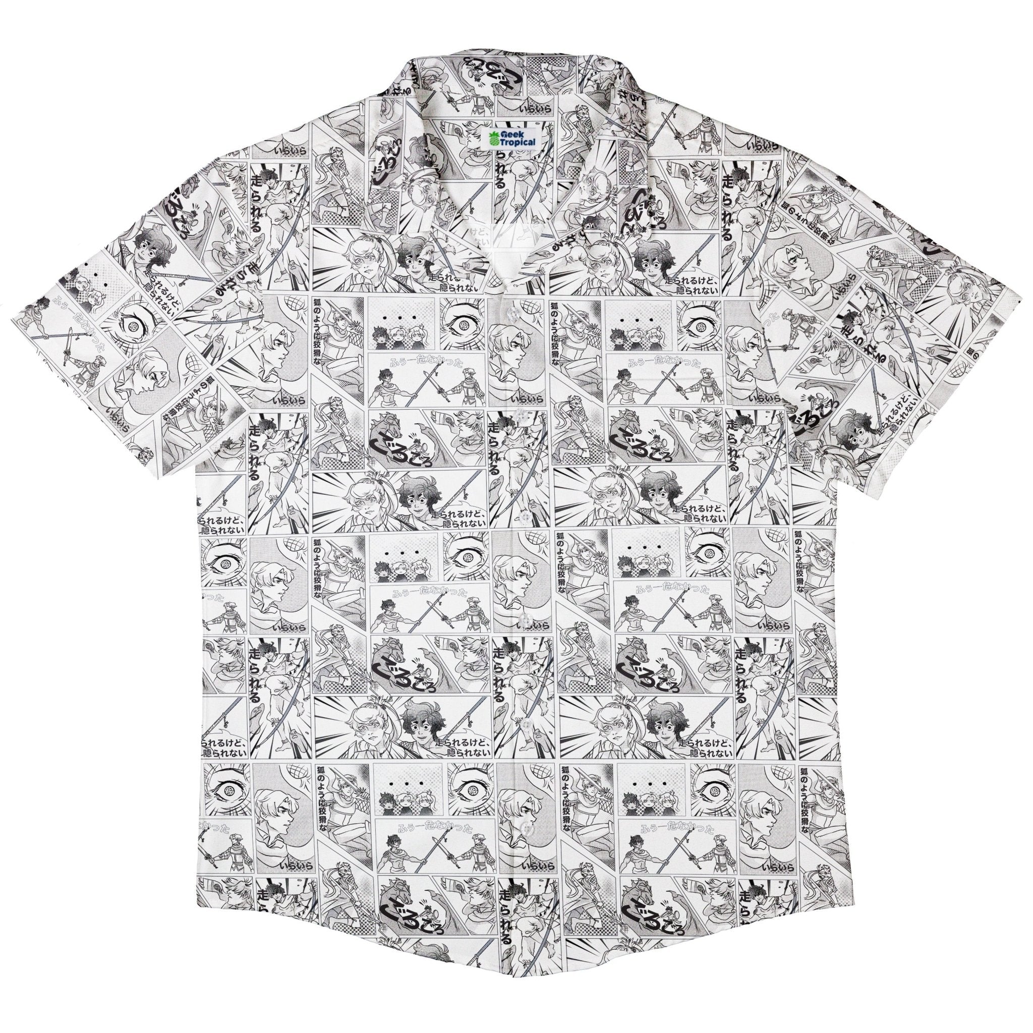 Geek Tropical Manga Button Up Shirt - adult sizing - Anime - Design by Claire Murphy