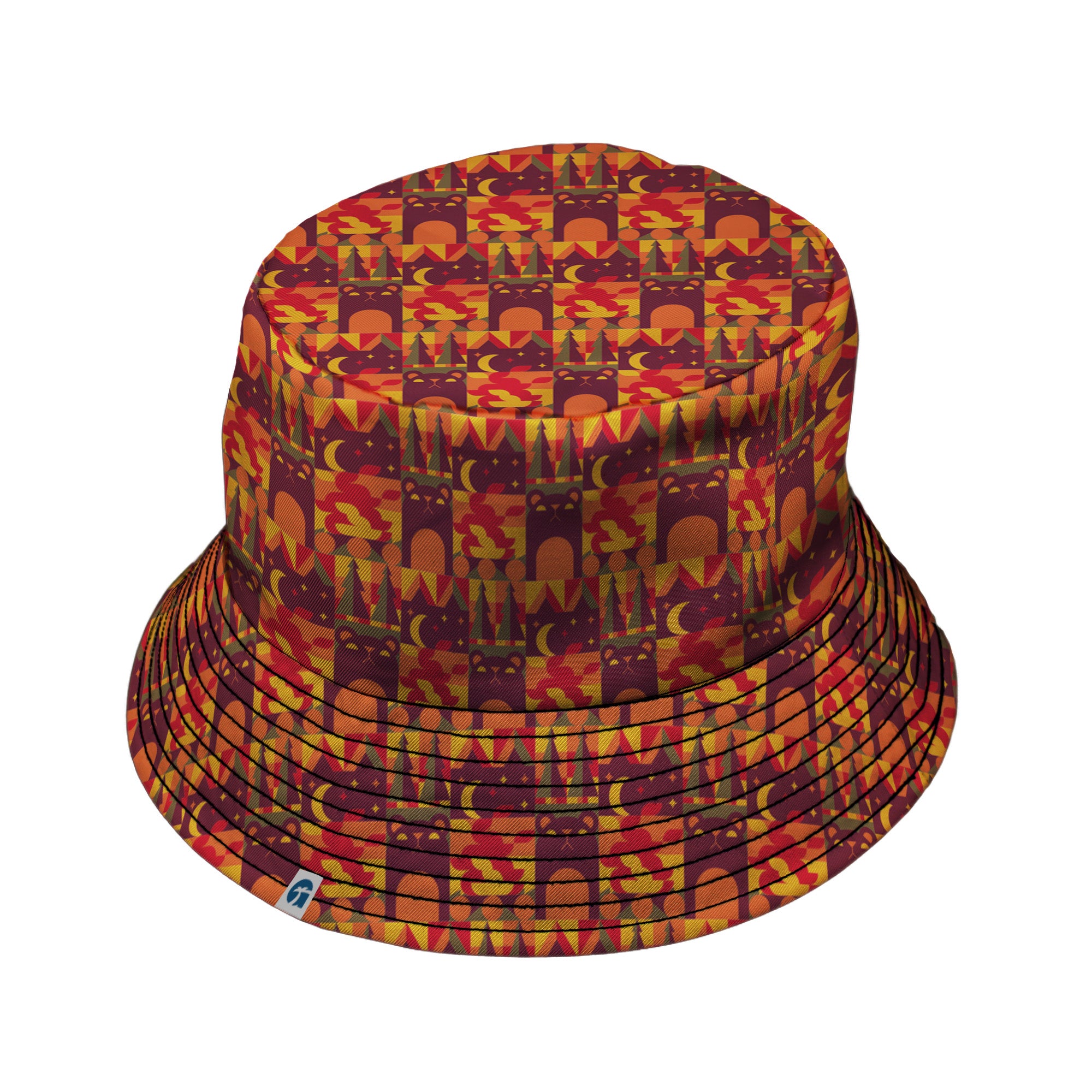 Geometric Bonfire Bucket Hat Black Stitching