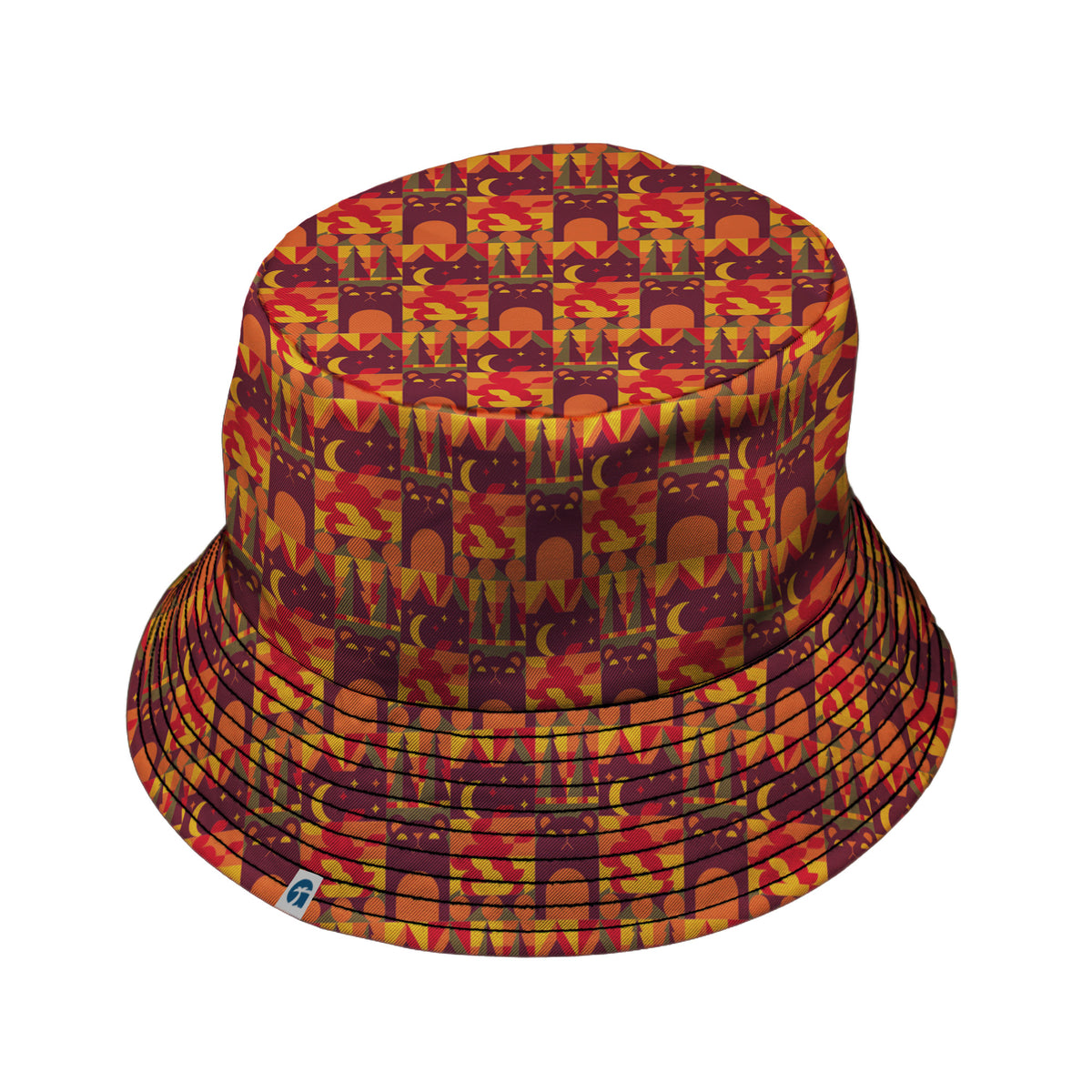 Geometric Bonfire Bucket Hat Black Stitching