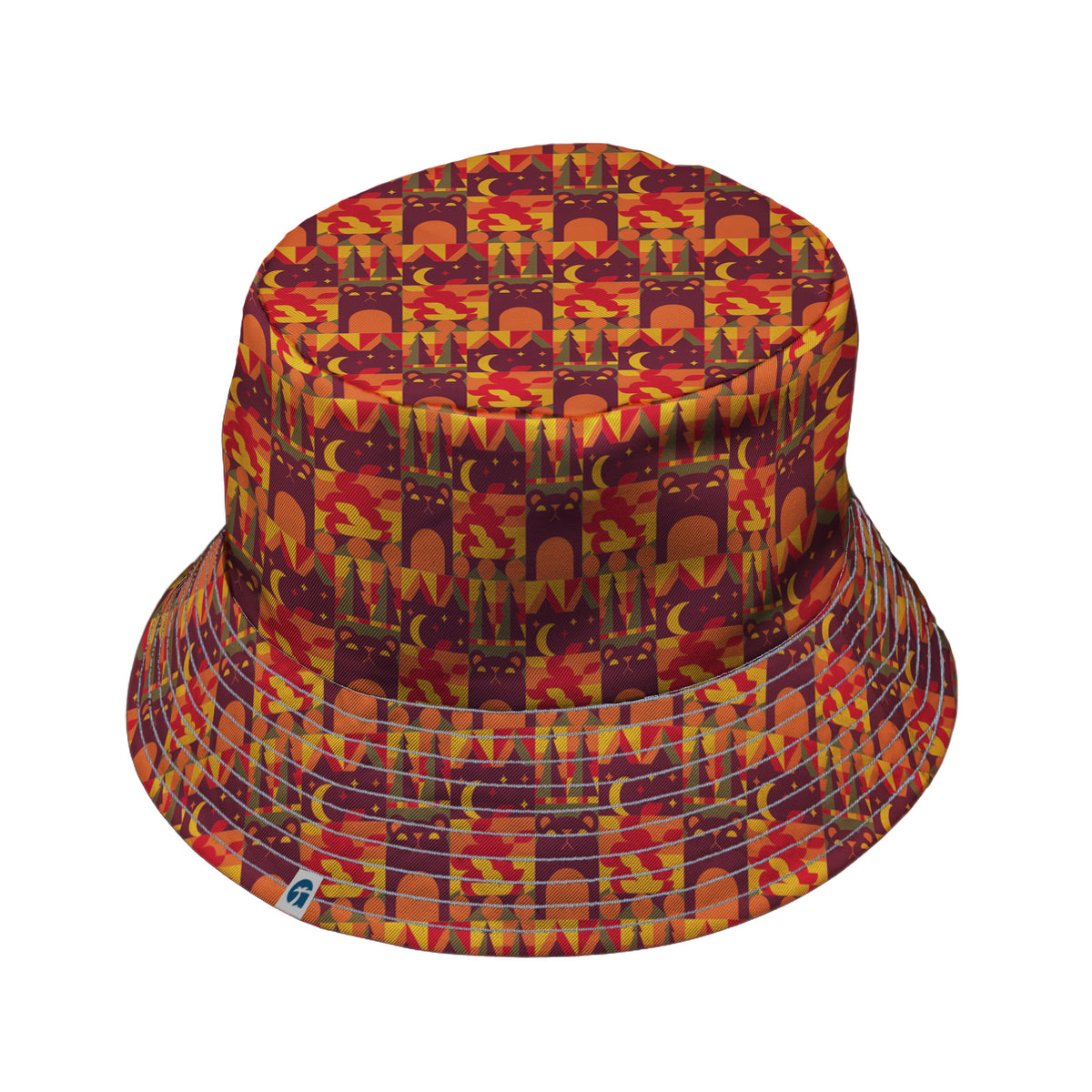Geometric Bonfire Bucket Hat Gray Stitching