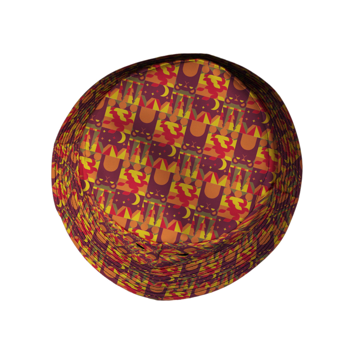 Geometric Bonfire Bucket Hat Top View