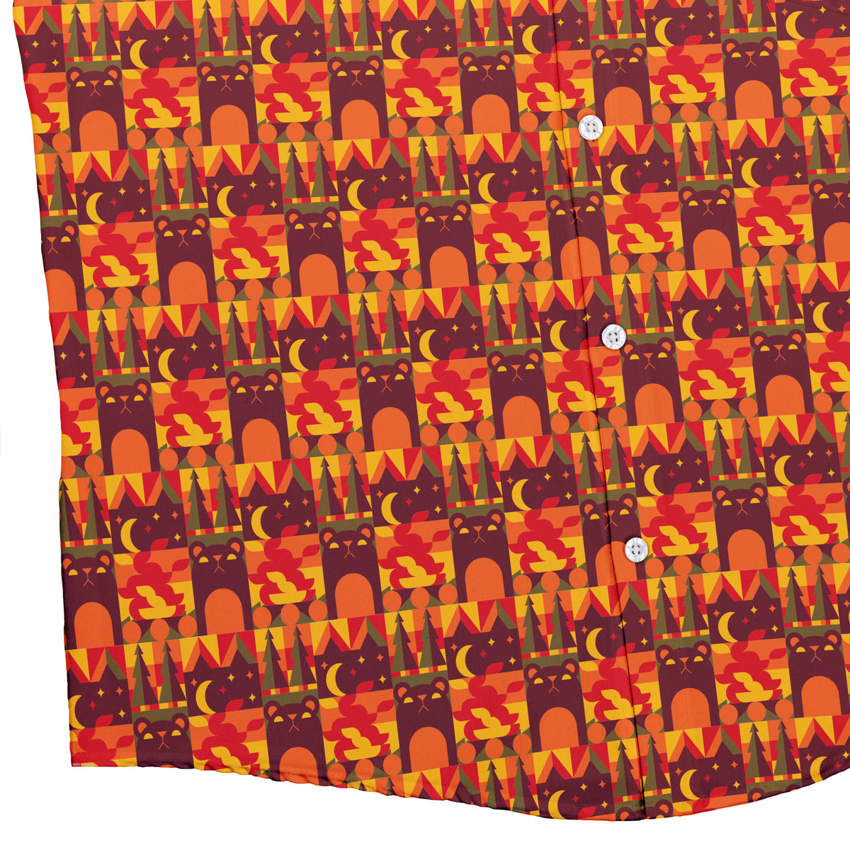 Geometric Bonfire Button Up Shirt Bottom Corner