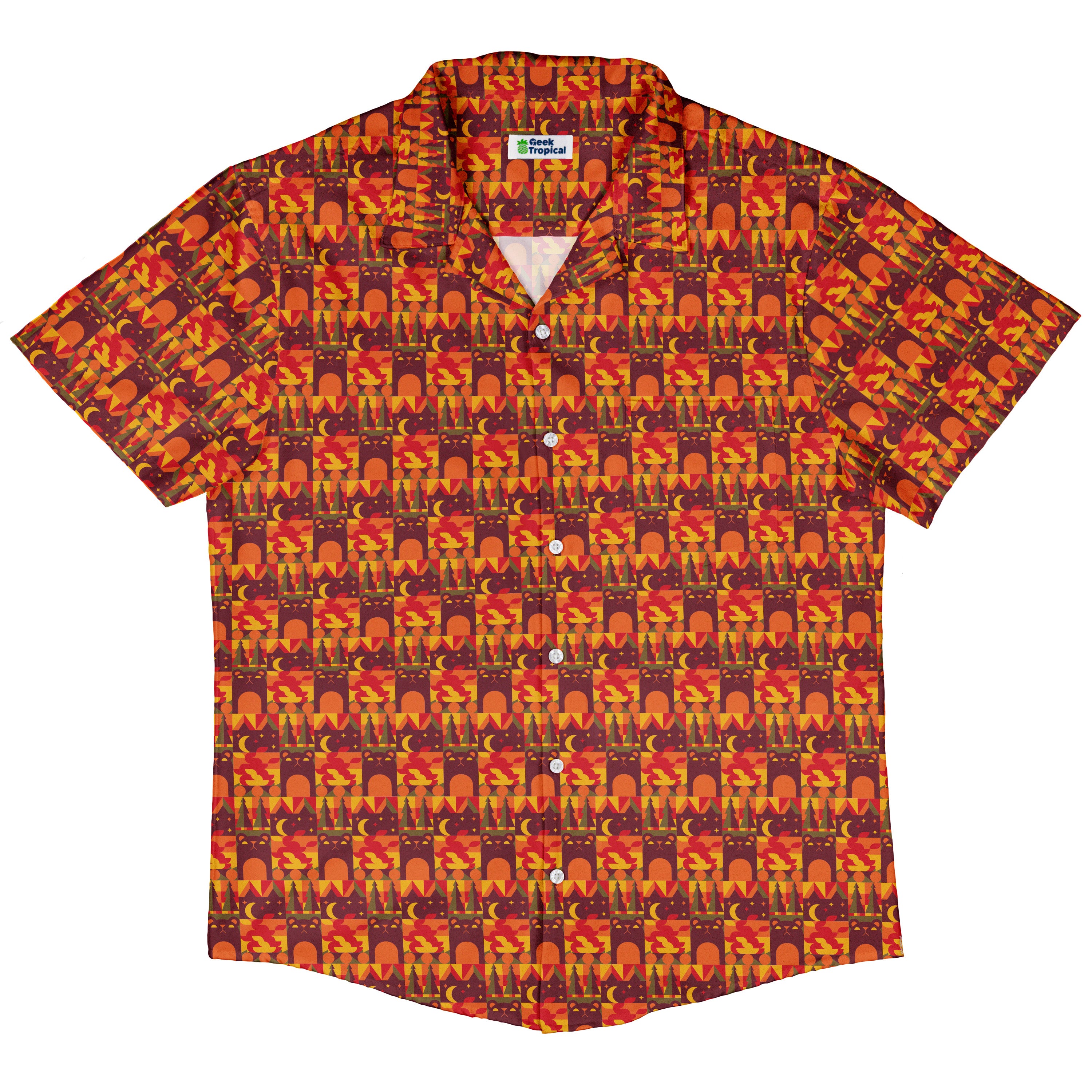 Geometric Bonfire Button Up Shirt Hawaiian Front