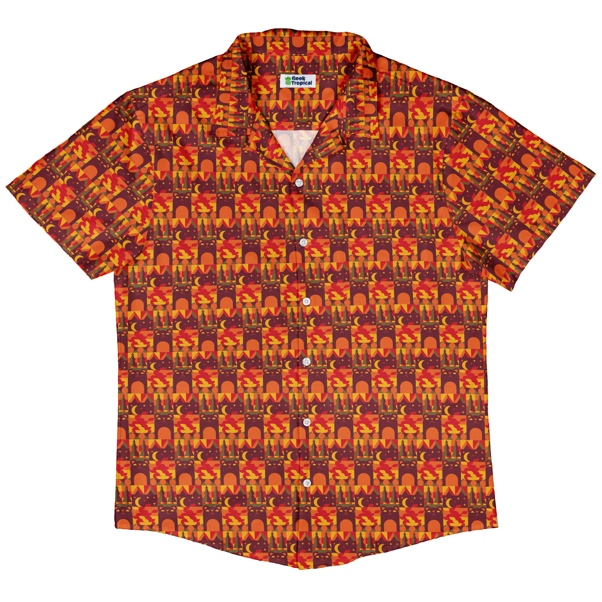 Geometric Bonfire Button Up Shirt Hawaiian Front