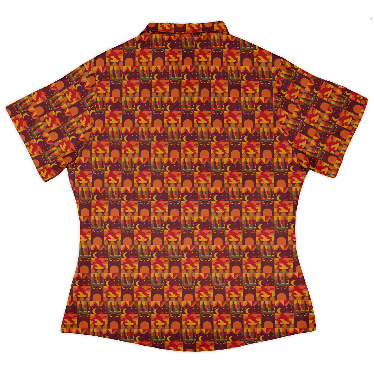 Geometric Bonfire Curvy Button Up Shirt womens back