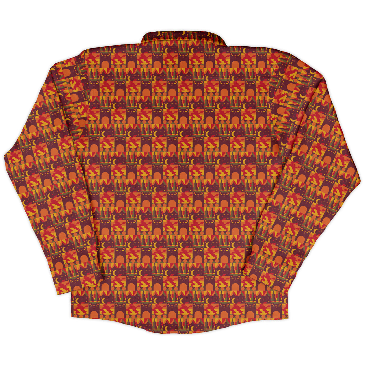 Geometric Bonfire Long Sleeve Button Up Shirt back