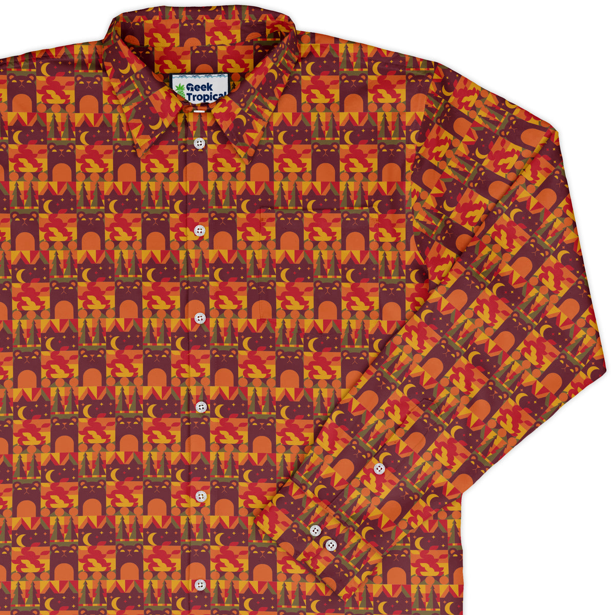 Geometric Bonfire Long Sleeve Button Up Shirt cover