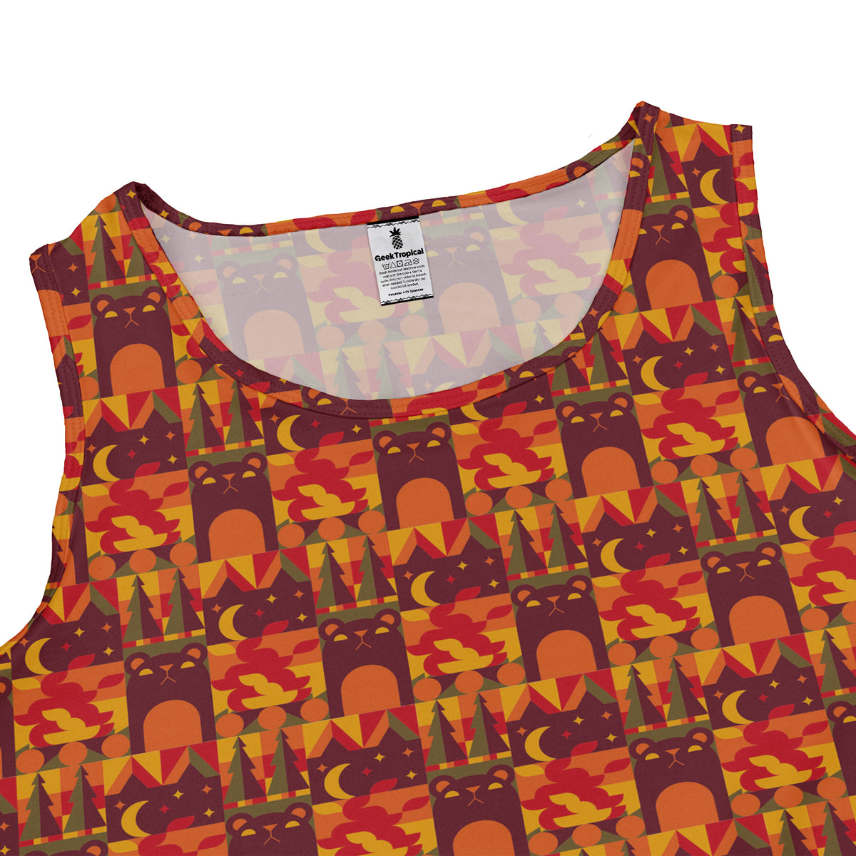 Geometric Bonfire Sleeveless Dress close front